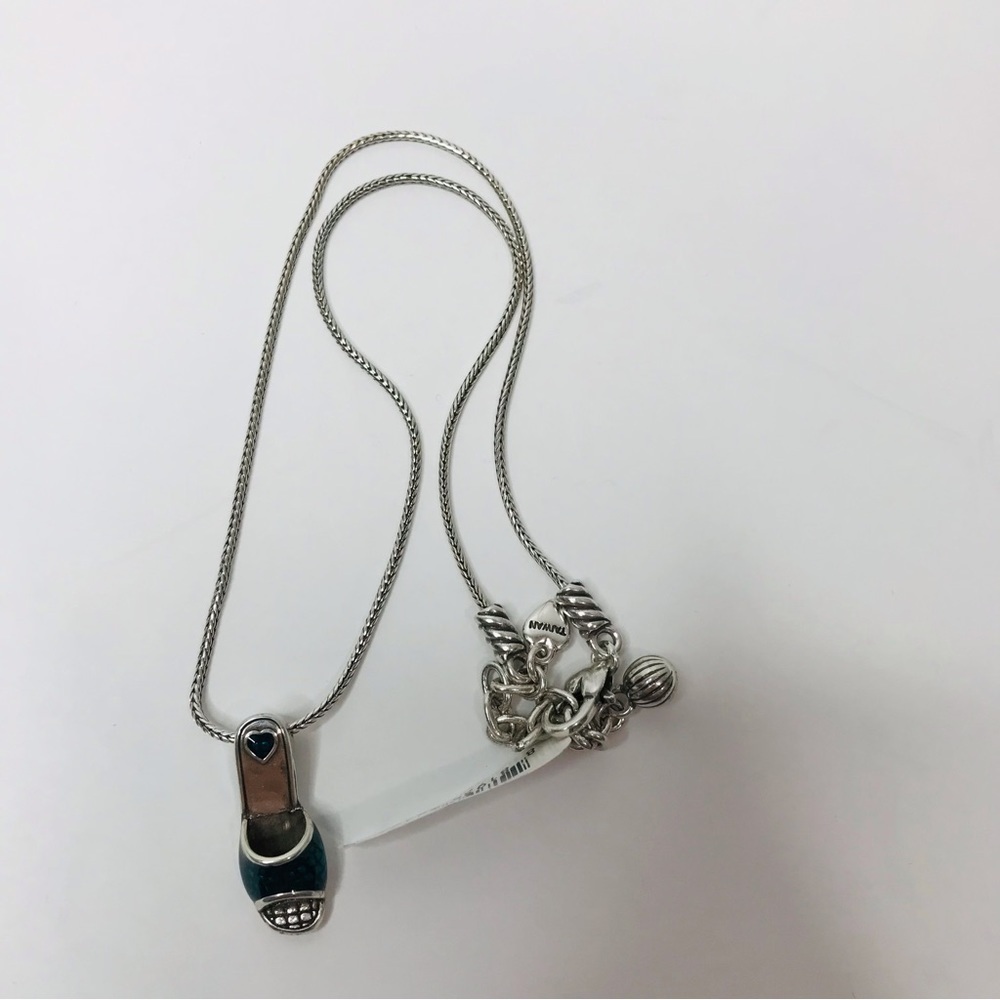 New BRIGHTON Silver Green Shoe Charm Necklace - Picture 2 of 5